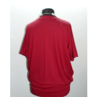 Bluzka Sonia w luźnym stylu oversize krótki rękaw - bordowa